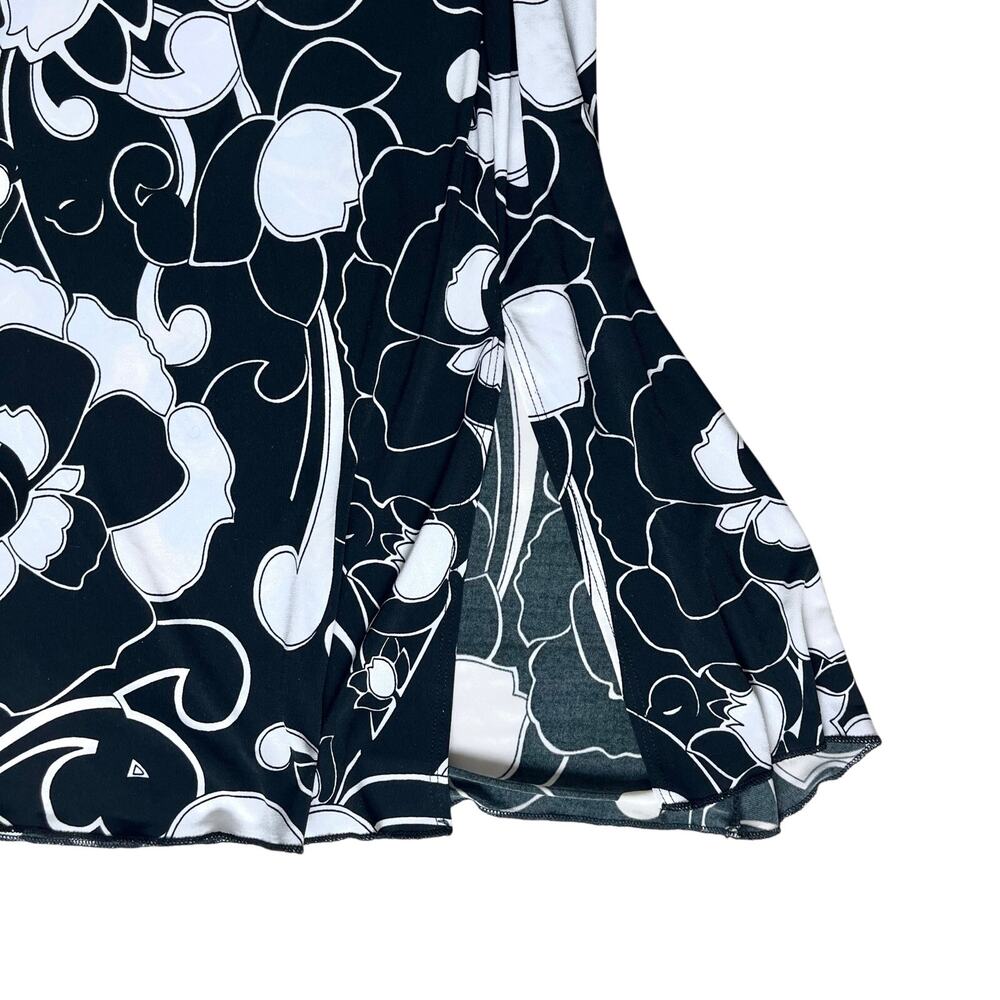 Retro Womens S Black White Floral Flare Skirt Carole Little - Picture 8 of 8